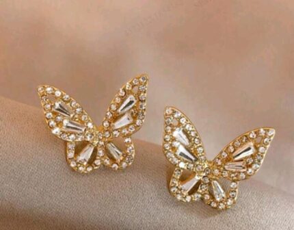 1 Pair Fashionable & Elegant Zirconia Butterfly Stud Earrings for Women | Crystal Cubic Zirconia Jewelry | Party, Wedding & Daily Wear